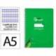 CUADERNO ESPIRAL MARCA LIDERPAPEL DI N A5 PAUTAGUIA TAPA DURA 80H 90 GR CUADRO PAUTADO 3MM COLOR VERDE