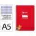 CUADERNO ESPIRAL MARCA LIDERPAPEL DI N A5 PAUTAGUIA TAPA DURA 80H 90 GR CUADRO PAUTADO 3MM COLOR ROJO