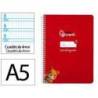CUADERNO ESPIRAL MARCA LIDERPAPEL DI N A5 PAUTAGUIA TAPA BLANDA 40H 75 GR CUADRO PAUTADO 4MM COLOR ROJO