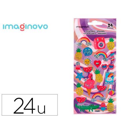 PEGATINAS MARCA IMAGINOVO DISEÑOS SURTIDOS VERANO CON BRILLO 214X100 MM EN BLISTER