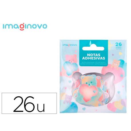PEGATINAS MARCA IMAGINOVO NOTAS ADHESIVAS PAPEL FORMA OSO Y CORAZON 110X105 MM EN BLISTER