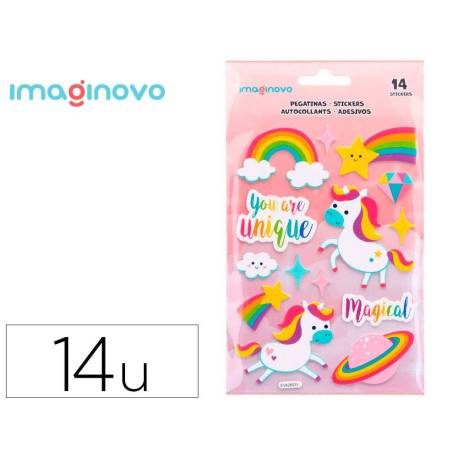 PEGATINAS MARCA IMAGINOVO UNICORNIOS MAGIC DREAMS CON RELIEVE 210X130 MM EN BLISTER