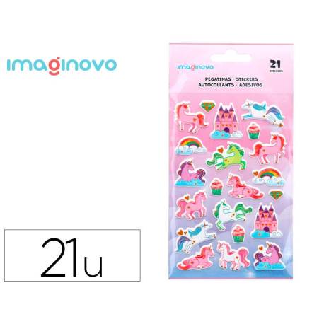 PEGATINAS MARCA IMAGINOVO UNICORNIOS MAGIC DREAMS CON RELIEVE 190X105 MM EN BLISTER