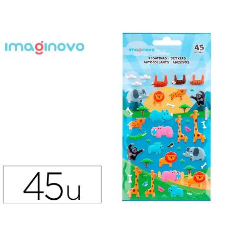 PEGATINAS MARCA IMAGINOVO CUTE ANIMALES SAFARI CON RELIEVE 190X105 MM EN BLISTER