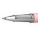ROLLER MARCA BELIUS BELLA ALUMINIO COLOR ROSA DISEÑO PLATEADO RELIEVE TINTA COLOR NEGRO CAJA DE DISEÑO