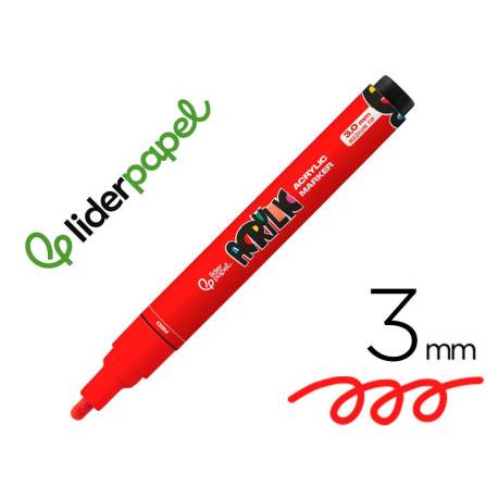 ROTULADOR MARCA LIDERPAPEL ACRYLIC BASE AGUA TODO TIPO DE SUPERFICIE PUNTA REDONDA 3 MM ROJO