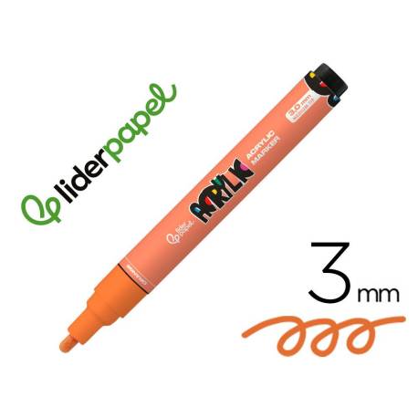 ROTULADOR MARCA LIDERPAPEL ACRYLIC BASE AGUA TODO TIPO DE SUPERFICIE PUNTA REDONDA 3 MM NARANJA