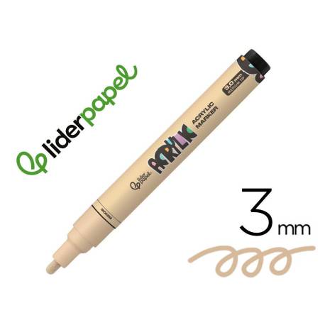 ROTULADOR MARCA LIDERPAPEL ACRYLIC BASE AGUA TODO TIPO DE SUPERFICIE PUNTA REDONDA 3 MM BEIGE