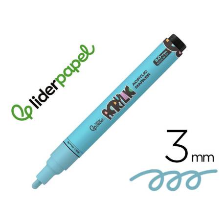 ROTULADOR MARCA LIDERPAPEL ACRYLIC BASE AGUA TODO TIPO DE SUPERFICIE PUNTA REDONDA 3 MM AZUL CIELO