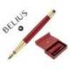 PLUMA Y ESTUCHE BELIUS SOIREE ART DECO GRANATE Y DORADO TINTA AZUL CAJA DE DISEÑO