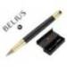 BOLIGRAFO BELIUS SOIREE ALUMINIO COLOR ART DECO COLOR NEGRO Y DORADO TINTA AZUL CAJA DE DISEÑO