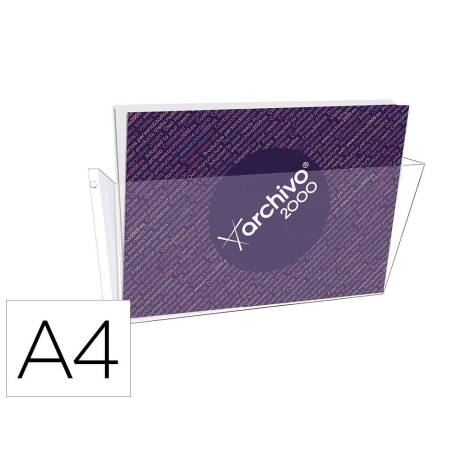 EXPOSITOR MURAL MARCA ARCHIVO 2000 DIN A4 HORIZONTAL 1 COMPARTIMENTO PLASTICO TRANSPARENTE 80X365X180 MM