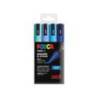 ROTULADOR MARCA UNI POSCA PC-5M/4C ESTUCHE DE 4 UNIDADES COLORES AZULES SURTIDOS