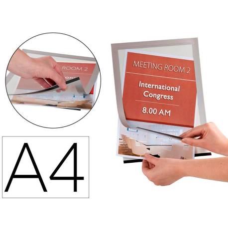 Porta anuncios Q-Connect magnetico Din A4 color plata