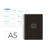 AGENDA ESCOLAR LIDERPAPEL 25-26 ESPIRAL BASIC NEGRO SEMANA VISTA DIN A5 BILINGÜE PAPEL FSC 70 GR