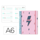 AGENDA ESCOLAR LIDERPAPEL 25-26 ESPIRAL PATTERNS RAYOS ROSA SEMANA VISTA A6 BILINGÜE PAPEL FSC 80 GR