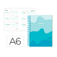 AGENDA ESCOLAR LIDERPAPEL 25-26 ESPIRAL MELTING AZUL SEMANA VISTA A6 BILINGÜE PAPEL FSC 80 GR