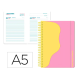 AGENDA ESCOLAR LIDERPAPEL 25-26 ESPIRAL WAVES ROSA DIA PAGINA A5 BILINGÜE PAPEL FSC 80 GR