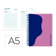 AGENDA ESCOLAR LIDERPAPEL 25-26 ESPIRAL WAVES MORADO DIA PAGINA A5 BILINGÜE PAPEL FSC 80 GR