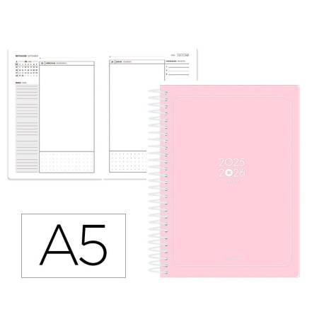 AGENDA ESCOLAR MARCA ANTARTIK 25-26 ESPIRAL ESSENTIALS ROSA DIA PAGINA A5 BILINGÜE PAPEL FSC 80 GR