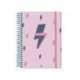 AGENDA ESCOLAR LIDERPAPEL 25-26 ESPIRAL PATTERNS RAYOS ROSA DIA PAGINA DIN A5 BILINGÜE PAPEL FSC 80 GR