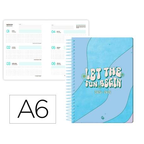AGENDA ESCOLAR MARCA LIDERPAPEL 25-26 ESPIRAL ZANTE DIA PAGINA A6 BILINGÜE PAPEL FSC 80 GR