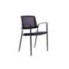 SILLA ROCADA CONFIDENTE BRAZOS FIJOS ESTRUCTURA METALICA ASIENTO TELA IGNIFUGA COLOR NEGRO RESPALDO MALLA