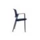 SILLA ROCADA CONFIDENTE BRAZOS FIJOS ESTRUCTURA METALICA ASIENTO TELA IGNIFUGA COLOR AZUL RESPALDO MALLA