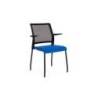 SILLA ROCADA CONFIDENTE BRAZOS FIJOS ESTRUCTURA METALICA ASIENTO TELA IGNIFUGA COLOR AZUL RESPALDO MALLA