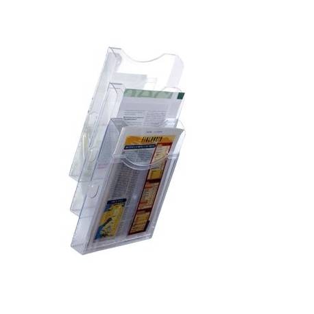 EXPOSITOR MURAL ARCHIVO 2000 DE PARED 3 BANDEJAS DIN A4 TRANSPARENTE 155X239X445 MM SEPARADORES MOVILES AJUSTABLES