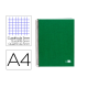 CUADERNO ESPIRAL LIDERPAPEL A4 MICRO PAPERCOAT TAPA FORRADA 140H 75 GR CUADRO5MM 5 BANDAS 4 TALADROS VERDE