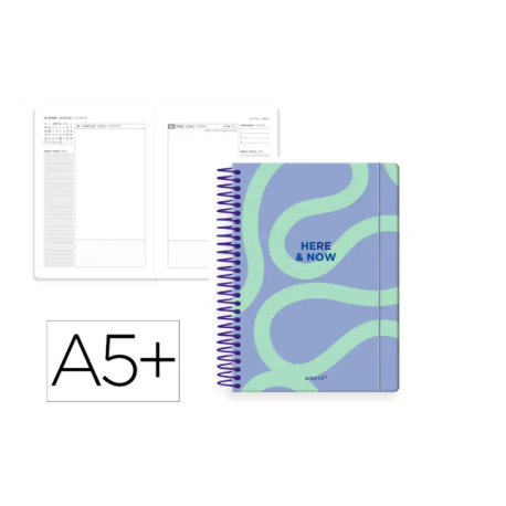 AGENDA ESPIRAL ANTARTIK HERE AND NOW A5+ 2026 DÍA PÁGINA MORADO PAPEL 80G FSC