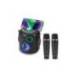 ALTAVOZ MARCA DAEWO KARAOKE 15W BLUETOOTH LUCES LED RADIO FM 2 MICROFONOS INALAMBRICOS COLOR NEGRO