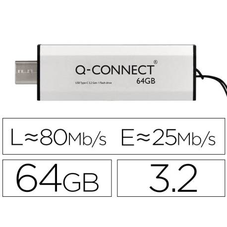 MEMORIA USB MARCA Q-CONNECT FLASH DRIVE 64 GB 3.2 TIPO C