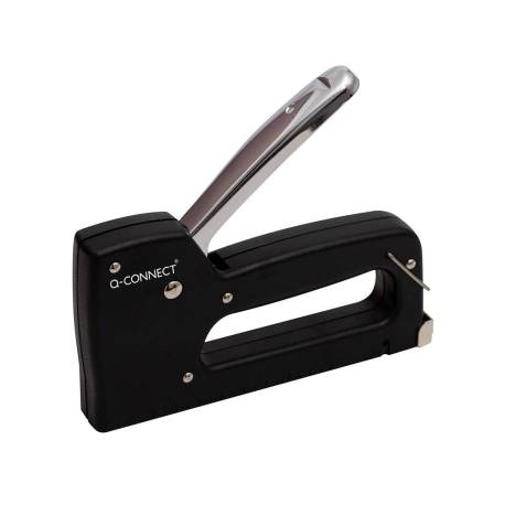 GRAPADORA MARCA Q-CONNECT CLAVADORA MANUAL LIGERA CON CUERPO DE PLASTICO RESISTENTE COLOR NEGRO USA GRAPAS 23/6-8