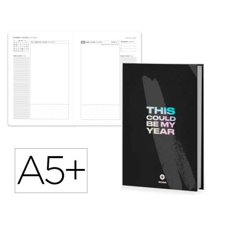 AGENDA ENCUADERNADA MARCA ANTARTIK MY YEAR A5+ 2026 DÍA PÁGINA NEGRO PAPEL 80G FSC