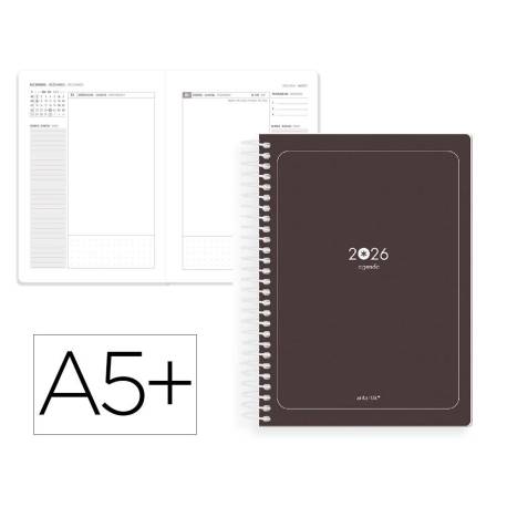 AGENDA ESPIRAL MARCA ANTARTIK ESSENTIALS A5+ 2026 DÍA PÁGINANEGRO PAPEL 80G FSC