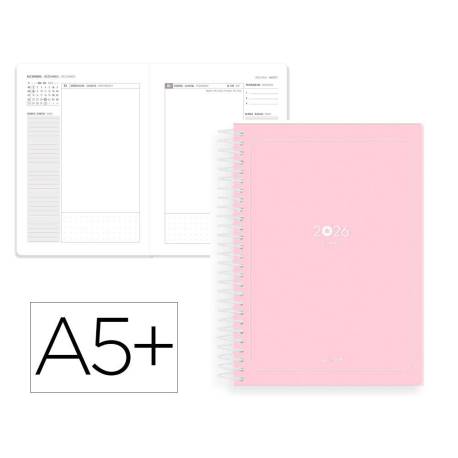 AGENDA ESPIRAL MARCA ANTARTIK ESSENTIALS A5+ 2026 DÍA PÁGINA ROSA PAPEL 80G FSC