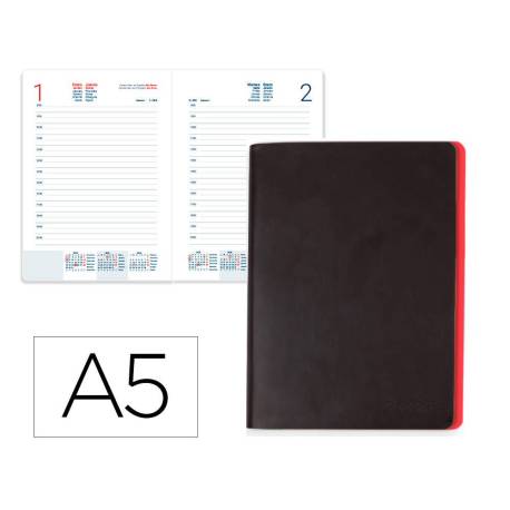 AGENDA ENCUADERNADA MARCA LIDERPAPEL SIFNOS A5 2026 ROJO PAPEL 70 GR FSC