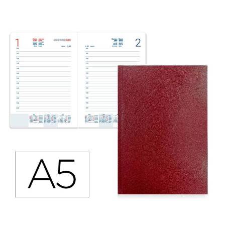 AGENDA ENCUADERNADA MARCA LIDERPAPEL CORFU 150X210 MM 2026 DIA PAGINA ROJO PAPEL 60 GR