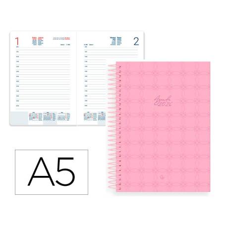 AGENDA ESPIRAL MARCA LIDERPAPEL PERISSA A5 2026 DIA PAGINA ROSA PAPEL 80 GR FSC