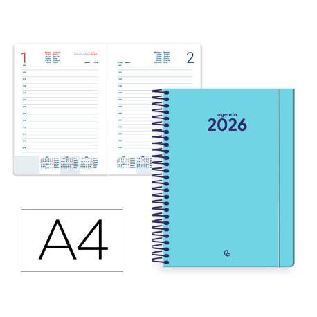 AGENDA ESPIRAL LIDERPAPEL CLASSIC A4 2026 DIA PAGINA AZUL CLARO PAPEL 70 GR FSC