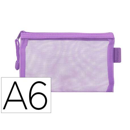 BOLSA ZIPPER BAG MARCA LIDERPAPEL POLIESTER TRANSPIRABLE MULTIUSOS DIN A6 MORADO PASTEL
