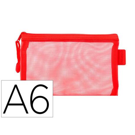 BOLSA ZIPPER BAG MARCA LIDERPAPEL POLIESTER TRANSPIRABLE MULTIUSOS DIN A6 ROJO