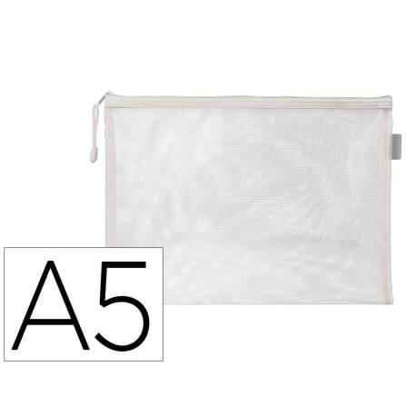 BOLSA ZIPPER BAG MARCA LIDERPAPEL POLIESTER TRANSPIRABLE MULTIUSOS DIN A5 BLANCO