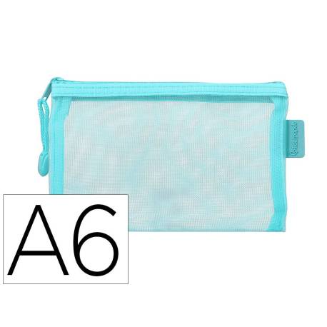 BOLSA ZIPPER BAG MARCA LIDERPAPEL POLIESTER TRANSPIRABLE MULTIUSOS DIN A6 AZUL PASTEL