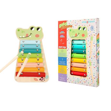 JUEGO INFANTIL MARCA IMAGINOVO MADERA XILOFONO INSTRUMENTO MUSICAL COCODRILO +18 MESES 28X14,8X2,5CM