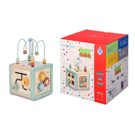 JUEGO INFANTIL MARCA IMAGINOVO MADERA CUBO DE ACTIVIDADES +18 MESES 15,5X15,5X28CM