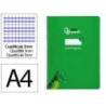 CUADERNO ESPIRAL MARCA LIDERPAPEL DI N A4 PAUTAGUIA TAPA BLANDA 80H 75 GR CUADRO PAUTADO 3MM COLOR VERDE
