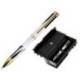 BOLIGRAFO BELIUS DUALITA CUERPO BLANCO NEGRO TINTA AZUL CAJA DE DISEÑO